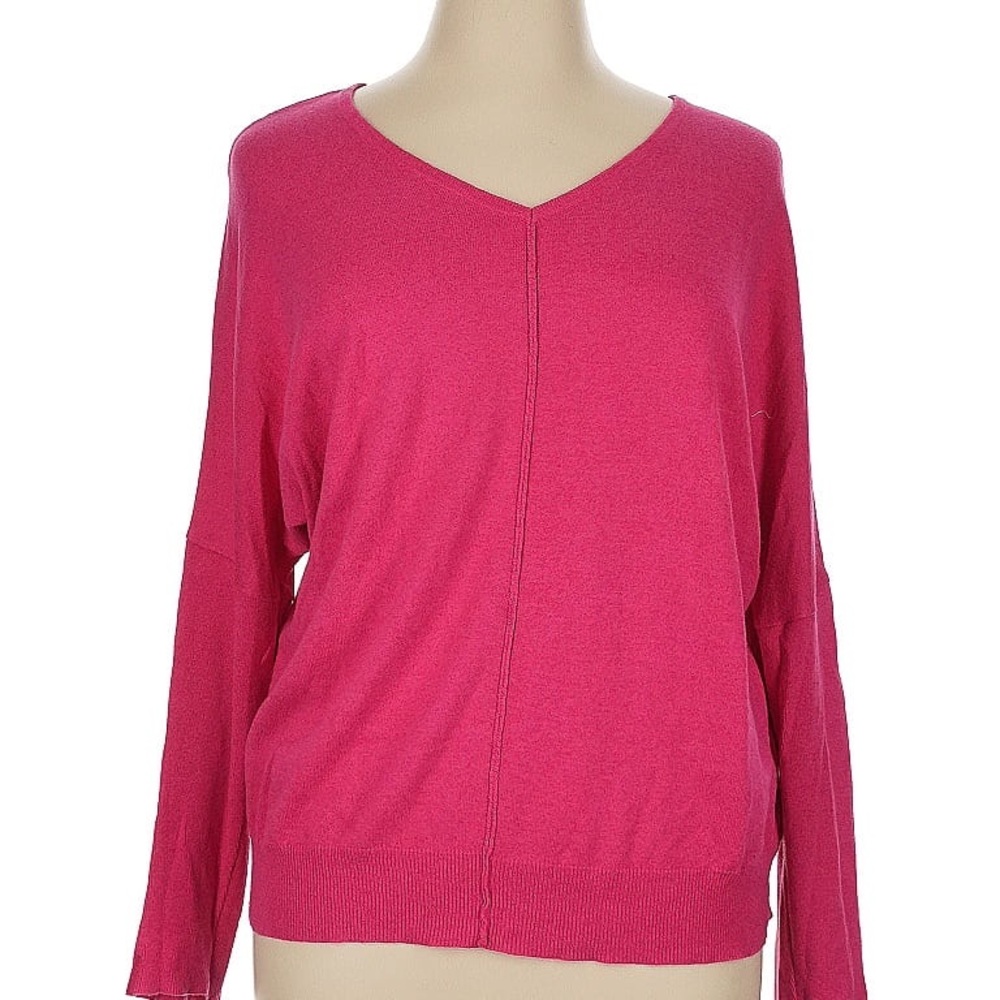 Parkhurst Bright Pink V-Neck Sweater. Made in Canada.